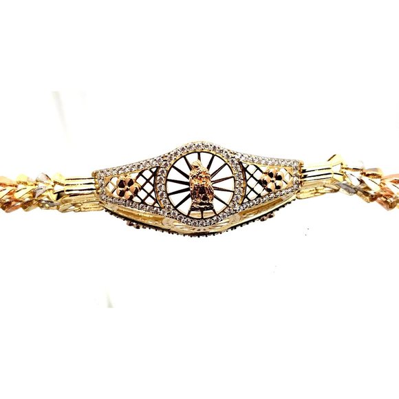 14k REAL GOLD women's Bracelets Guadalupe Circles or Rings pave - Picture 5 of 16